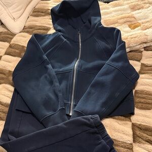 Lululemon Athletica Navy Blue Scuba Oversized Hoodie & Sweatpants (Matching Set)